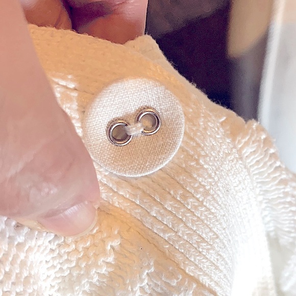 Vintage Y2K White Organic Cotton Cardigan Preppy Sustainable Granny Size Medium - Picture 3 of 5